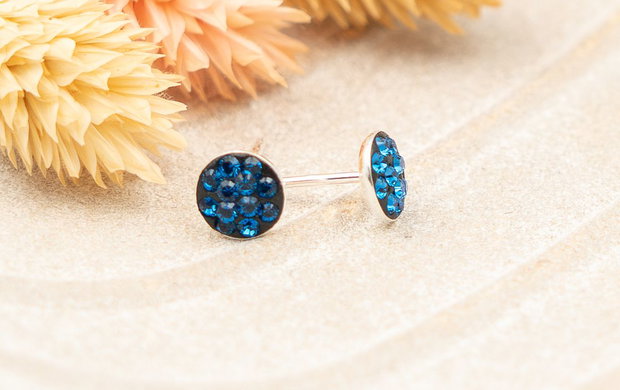 Cercei argint cu cristale Swarovski albastru marin