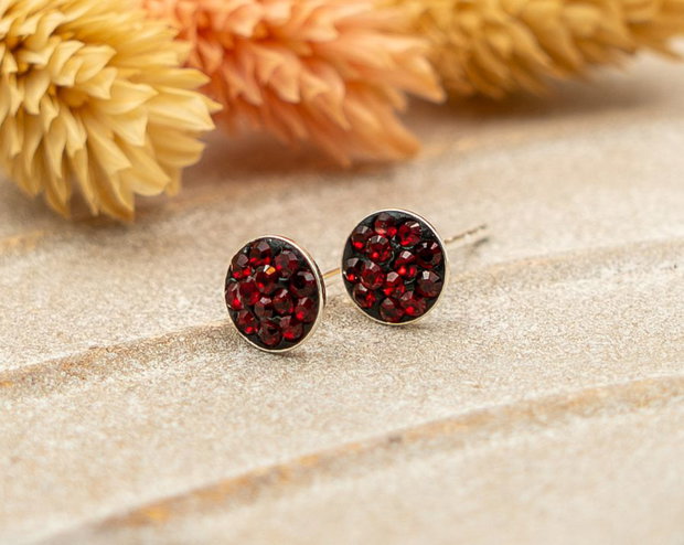 Cercei argint cu cristale Swarovski- scarlet red
