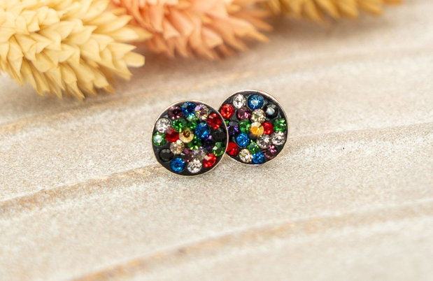 Cercei din argint cu cristale Swarovski- multicolori