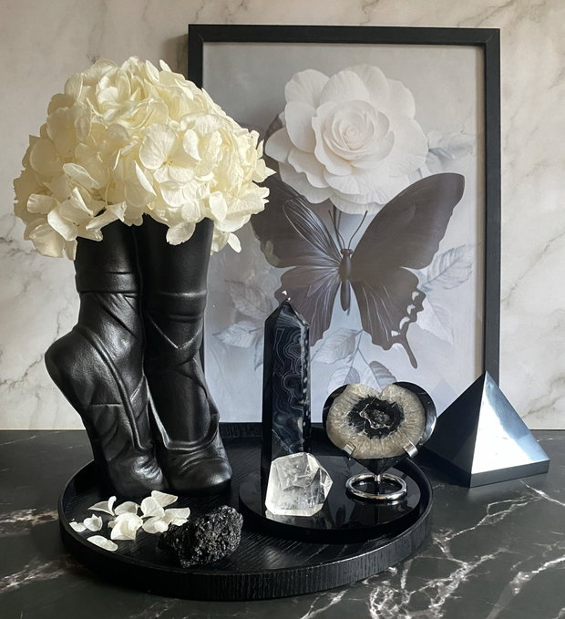 Set Cristale - Agat Negru&Cuart Transparent - Decoratiune Pietre Semipretioase