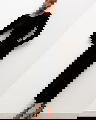 Answear.LAB rochie de catifea culoarea negru, maxi, mulata