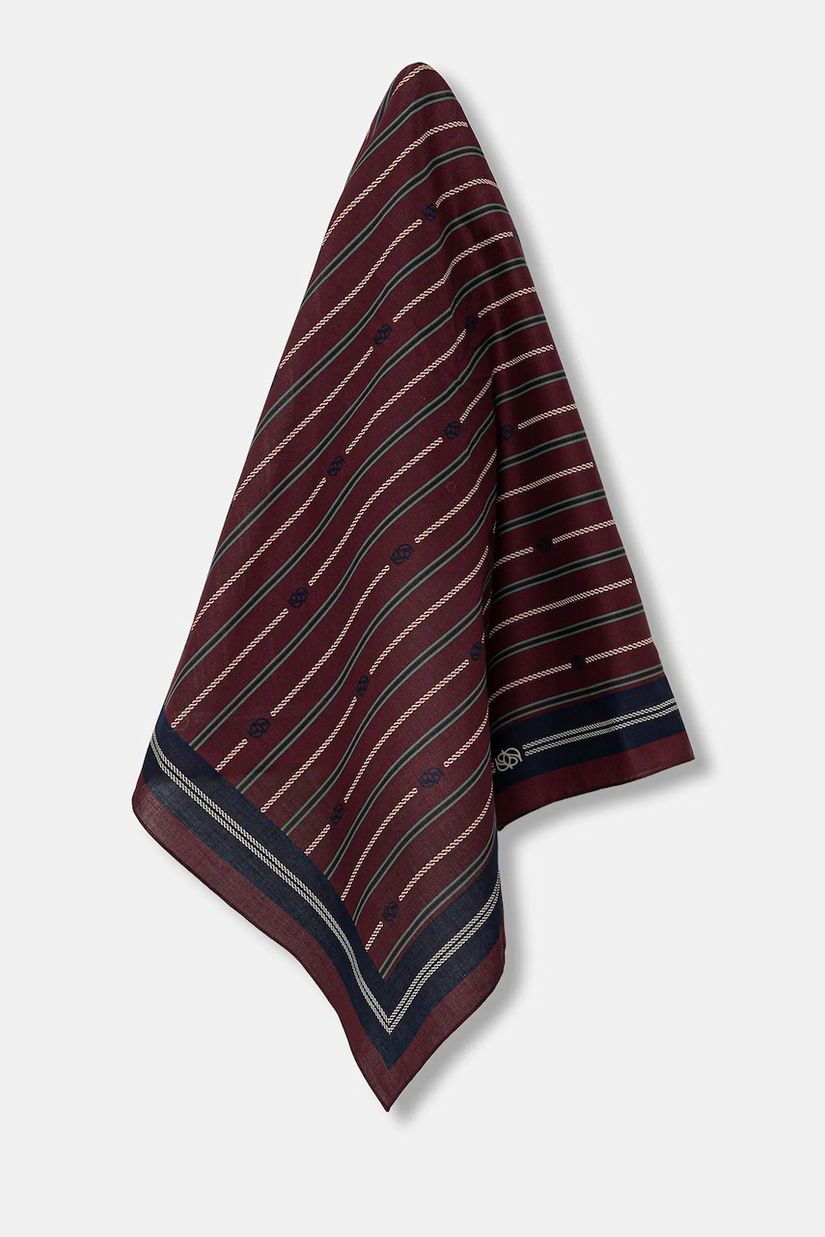 Drôle de Monsieur eșarfă din bumbac Le Foulard Rayure Monogramme culoarea roșu, cu imprimeu, I.BA021.CO128