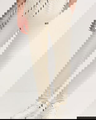 BOSS Green pantaloni de trening JT_TOC Spin Long culoarea bej, cu imprimeu, 50554379