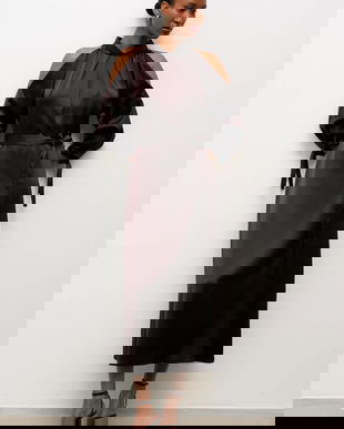 Answear.LAB rochie culoarea maro, midi, evazati