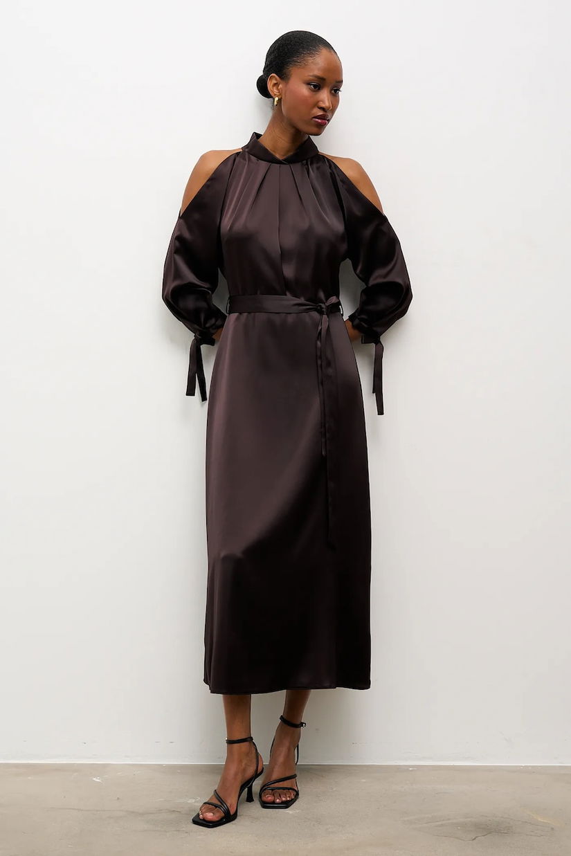 Answear.LAB rochie culoarea maro, midi, evazati