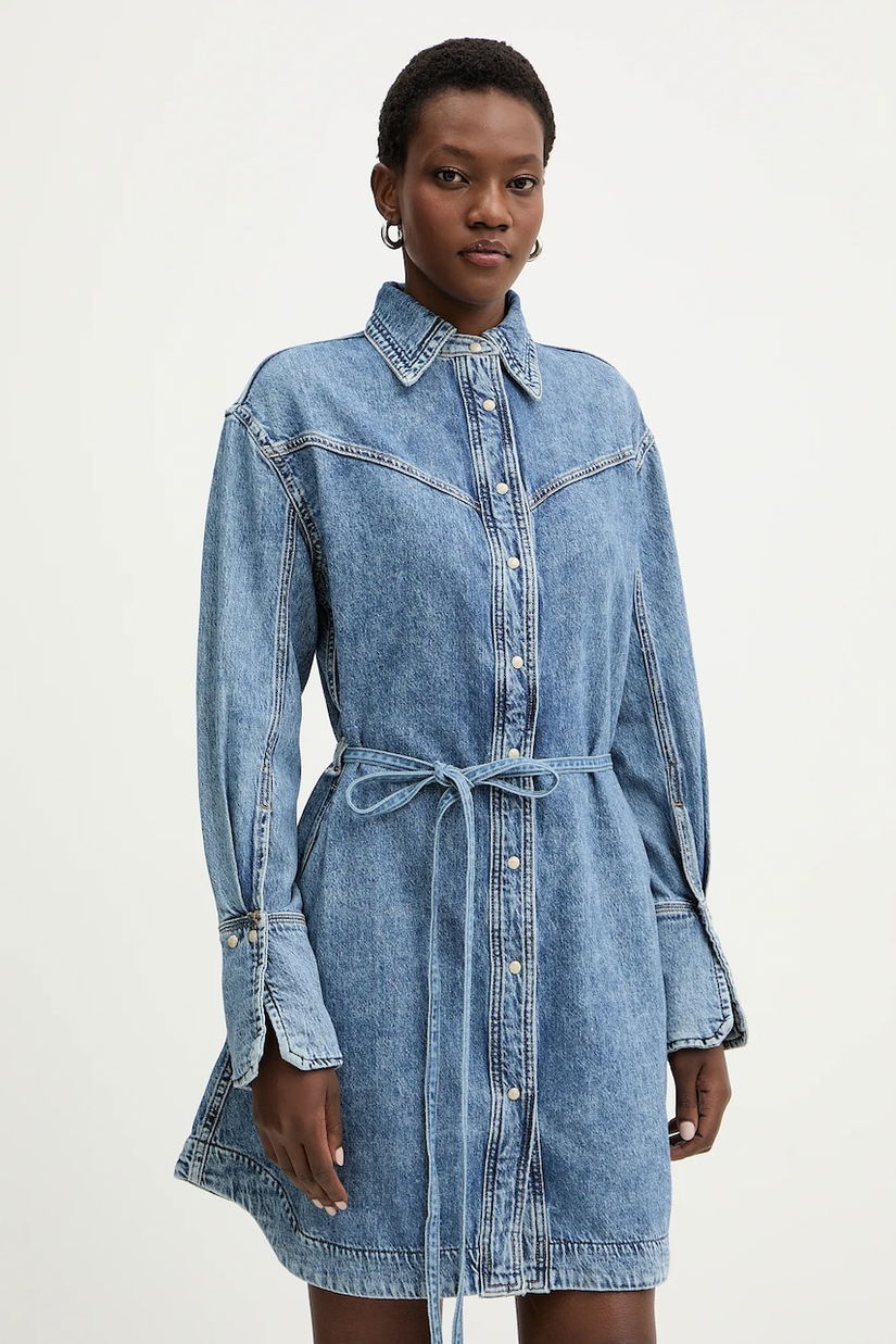 BOSS Orange rochie jeans C SHIRTDRESS mini, drept, 50557046