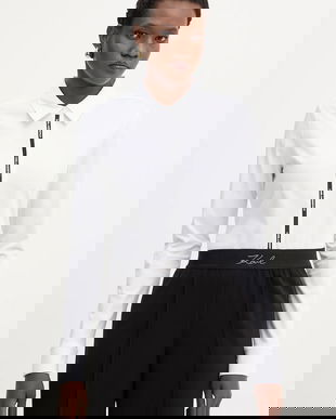 Karl Lagerfeld cămașă din bumbac culoarea alb, cu guler clasic, regular, B1W17078