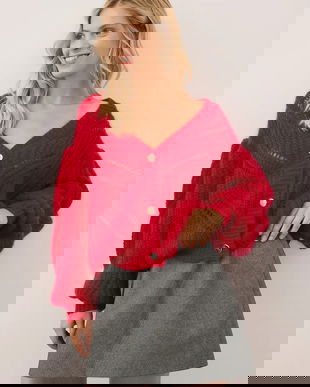 Bizuu cardigan de lână CLARA culoarea roșu, CLARA CZERWONY