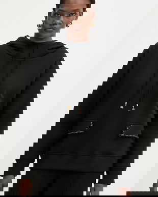 Karl Lagerfeld bluză culoarea negru, cu glugă, uni, B1W20013