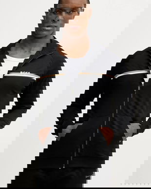 BOSS bluză lounge Authentic Jacket Z culoarea negru, cu imprimeu, 50554779