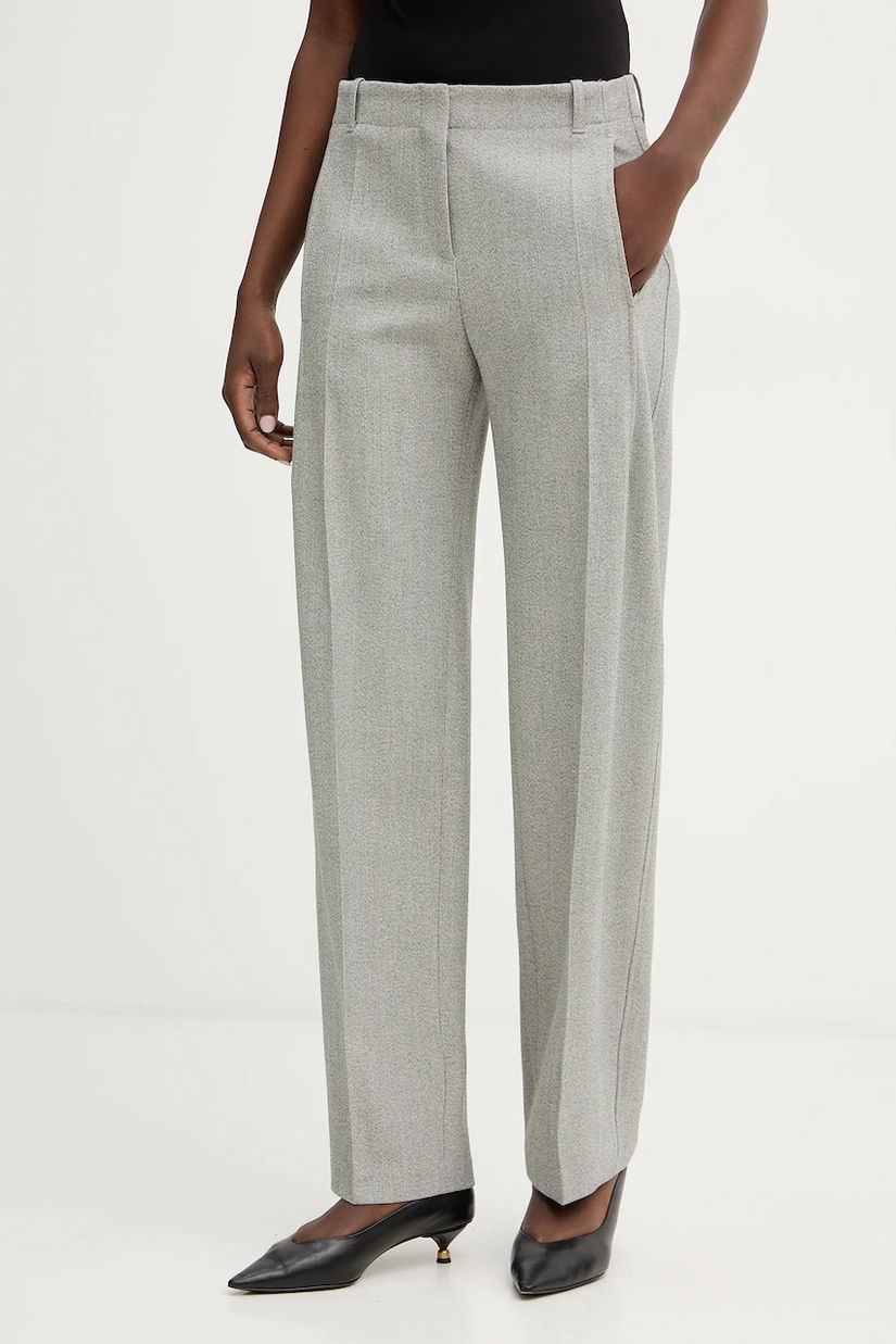 BOSS pantaloni Takava culoarea gri, fason tigareta, high waist, 50553936