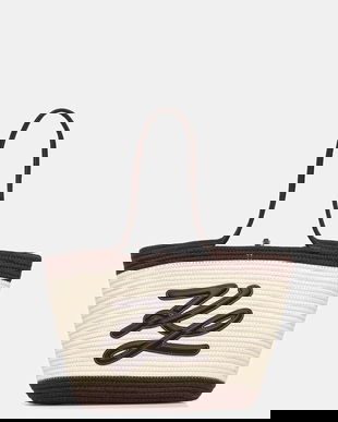 Karl Lagerfeld geantă de bumbac K/AUTOGRAPH culoarea bej, B1W46080