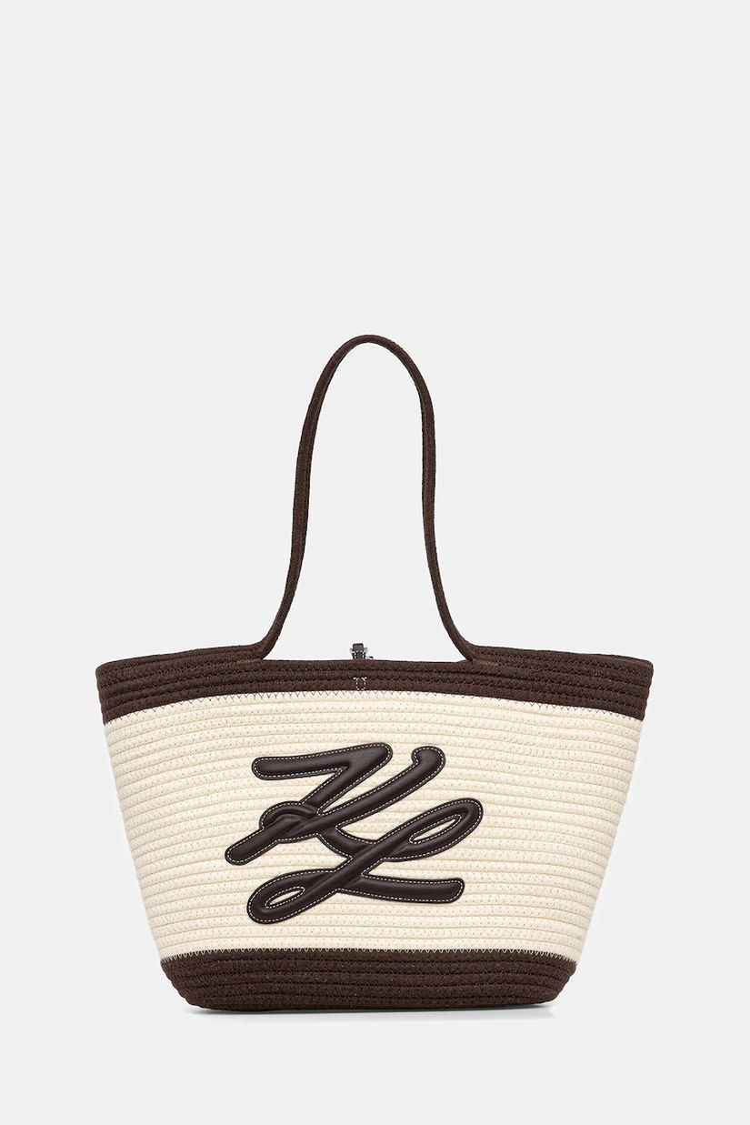 Karl Lagerfeld geantă de bumbac K/AUTOGRAPH culoarea bej, B1W46080