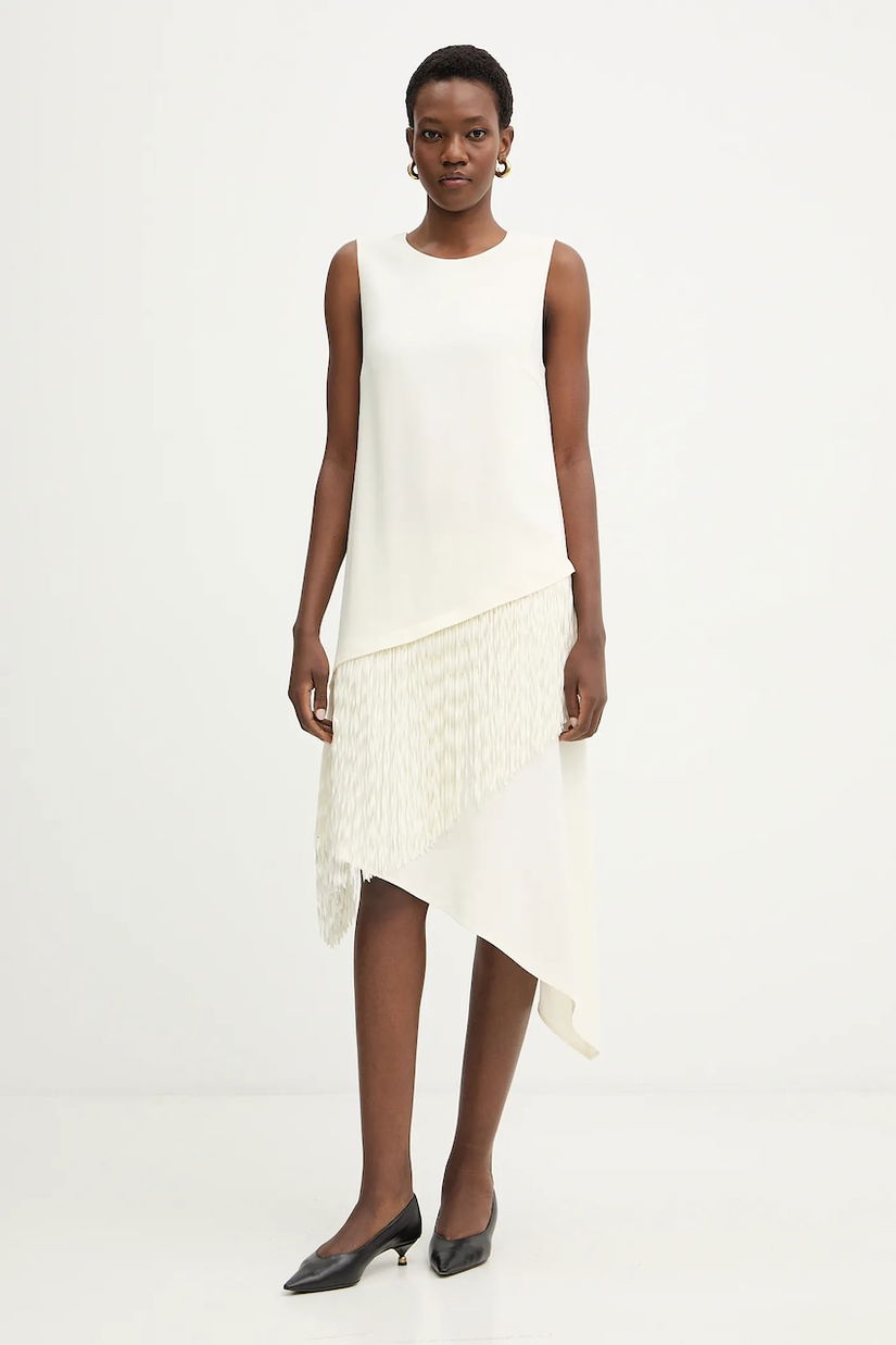 BOSS rochie Dadiva culoarea bej, midi, evazați, 50555052