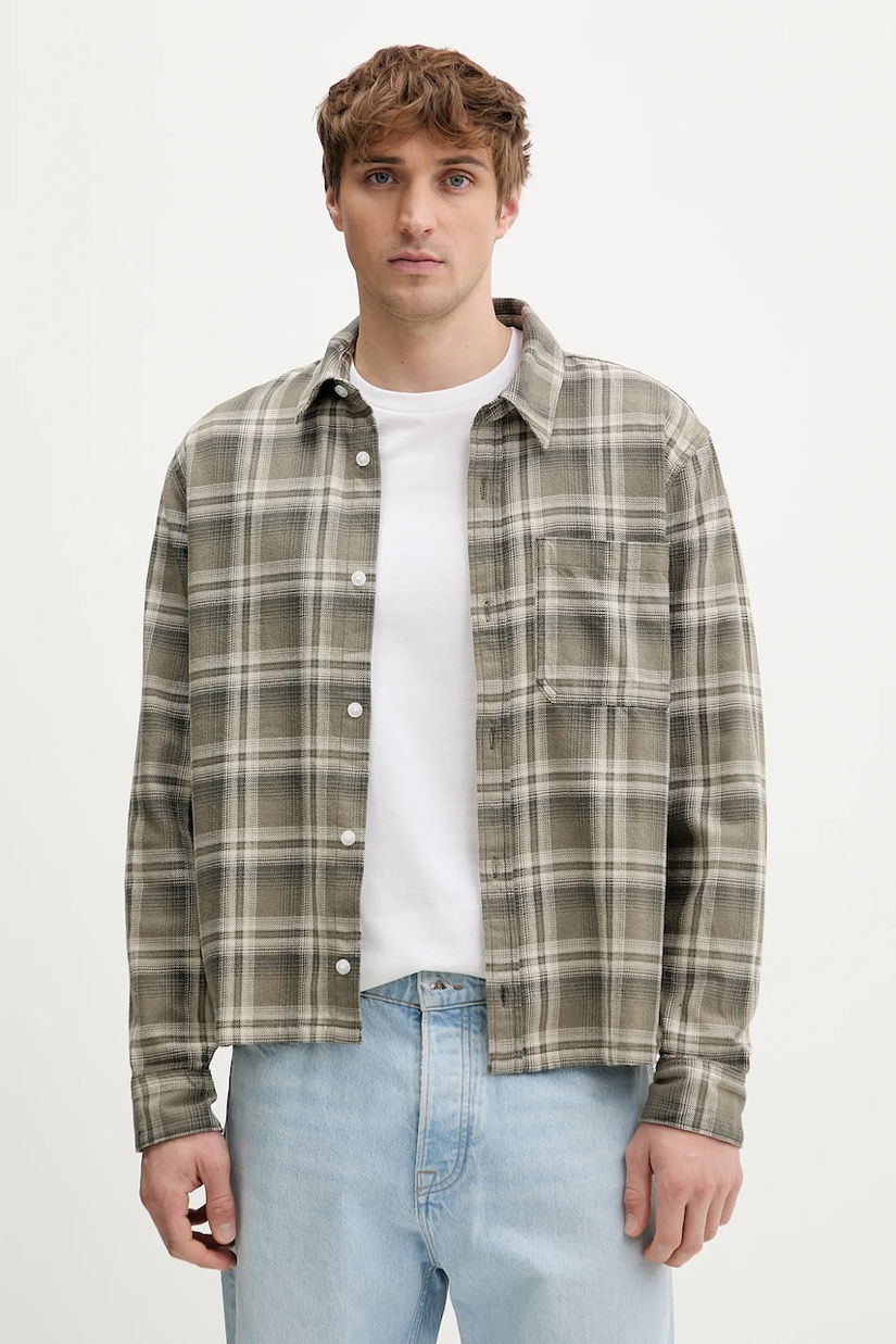 Hollister Co. cămașă din bumbac culoarea verde, cu guler clasic, relaxed, KI325-5246-308