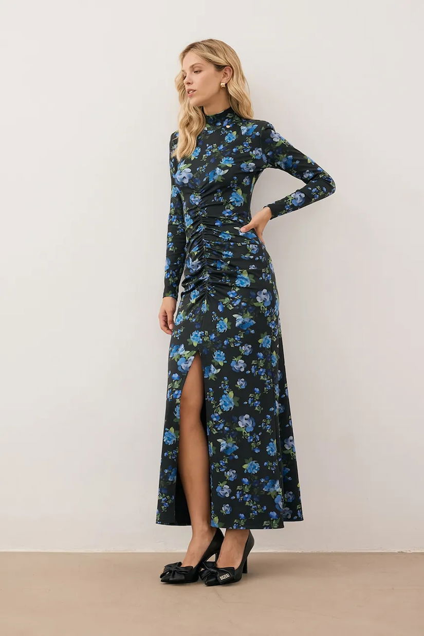 Bizuu rochie BRIDGEE culoarea negru, midi, mulată, BRIDGEE CZARNY