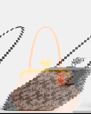 Coach poșetă Kisslock Frame Bag culoarea bej, CCC53