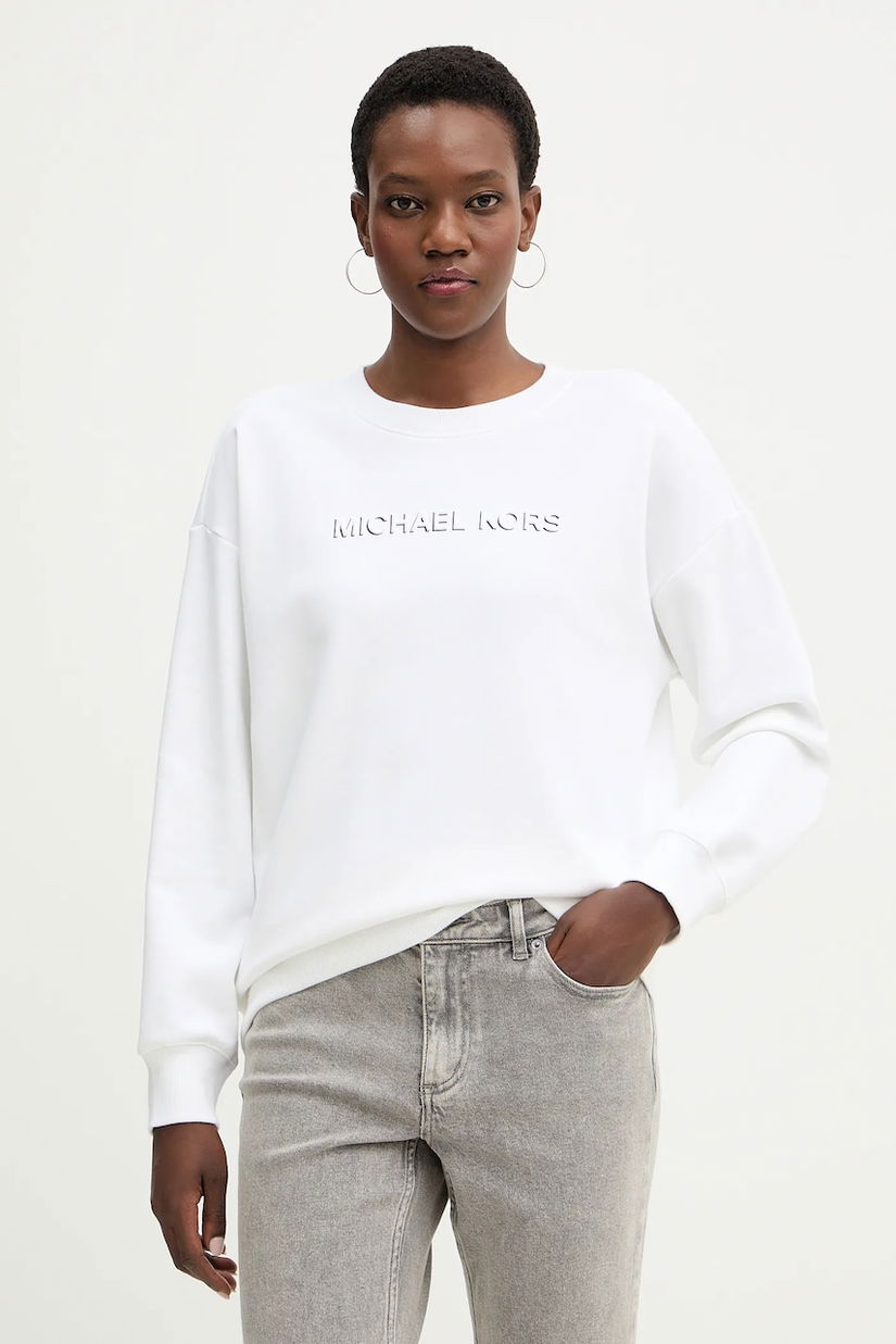 MICHAEL Michael Kors hanorac de bumbac culoarea bej, cu imprimeu, MR651Z64MY