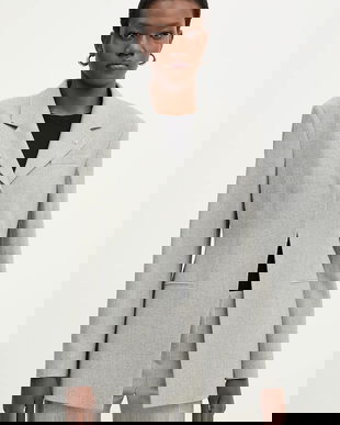 BOSS jachetă cu lână Jakara culoarea gri, un singur rand de nasturi, uni, 50554946