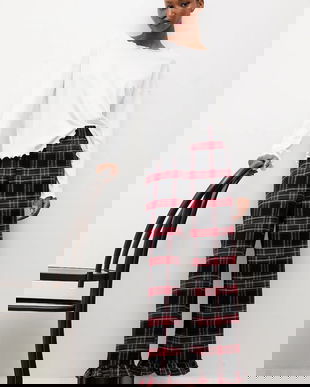 Answear.LAB pijamale de bumbac culoarea rosu, dantela