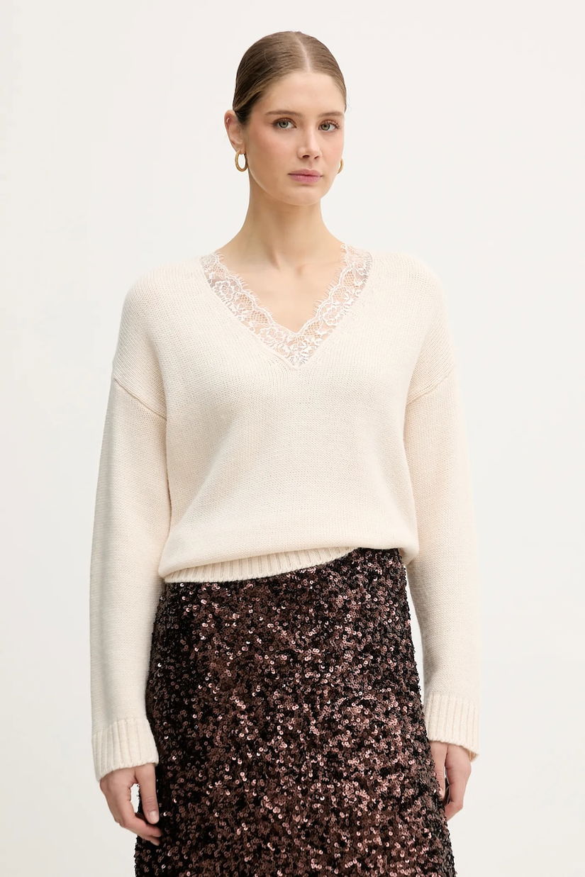 IBlues pulover din amestec de lână RICAMO culoarea bej, 2527366025200