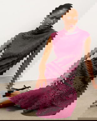 Answear.LAB rochie culoarea bordo, midi, evazati