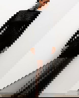 Answear.LAB rochie de catifea culoarea negru, maxi, mulata