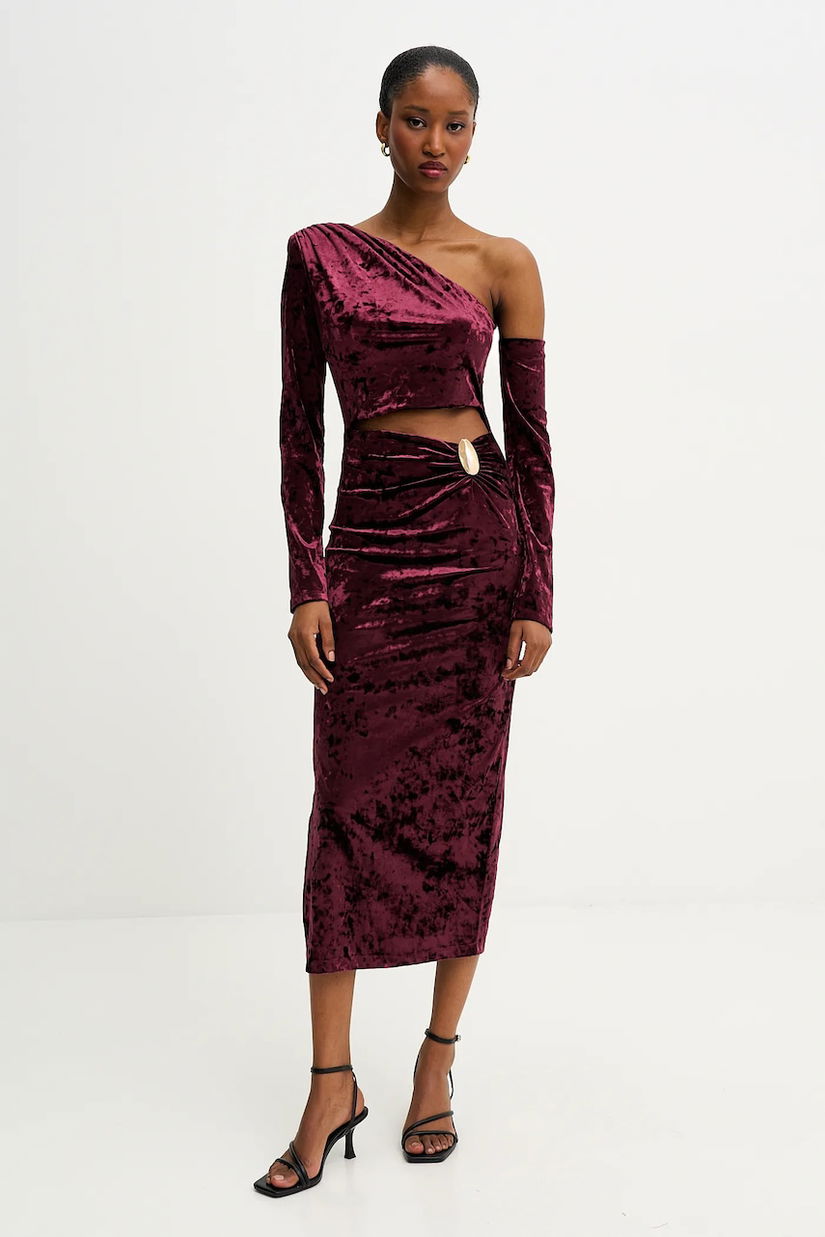 Answear.LAB rochie culoarea bordo, midi, mulata