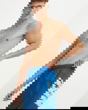 Nike pantaloni scurti de baie Big Block culoarea albastru marin, NESSE521