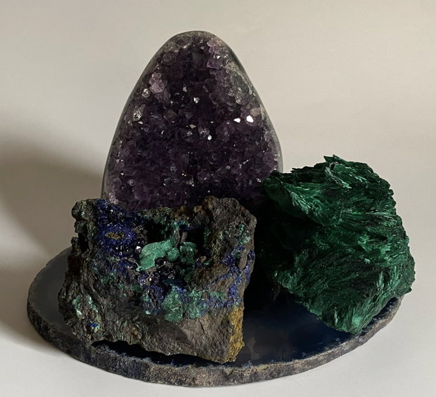 Set Cristale - Ametist&Azurit&Malachit Catifea - Decoratiune Pietre Semipretioase