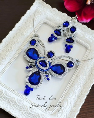 Set soutache Albastru Regal si argintiu