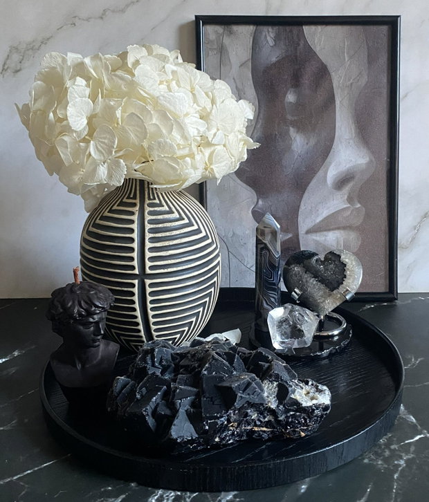 Set Cristale - Agat Negru&Cuart Transparent - Decoratiune Pietre Semipretioase
