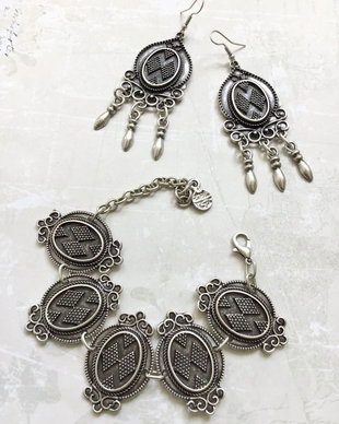 Set boho zamac argintat