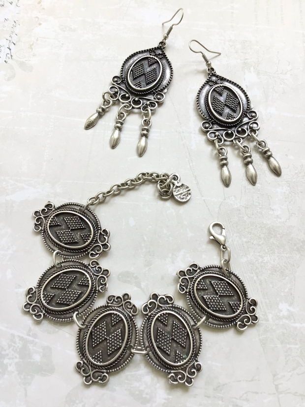 Set boho zamac argintat