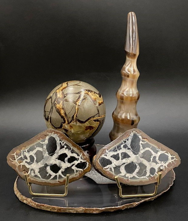 Set Cristale - Corn Natural&Septaria - Decoratiune Pietre Semipretioase