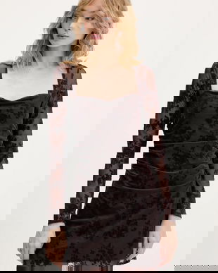 Abercrombie & Fitch rochie culoarea bordo, mini, mulata, KI159-6339-404