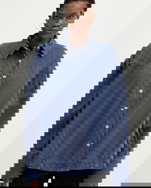 BOSS Orange cămașă jeans C OVERSHIRT 1.0 culoarea bleumarin, cu guler clasic, relaxed, 50552520