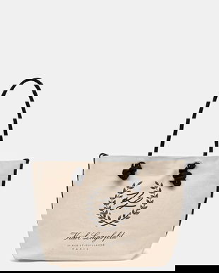 Karl Lagerfeld geantă de bumbac K/HOTEL culoarea bej, B1W46065