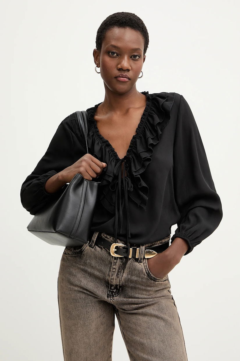 Answear.LAB bluza culoarea negru, neted