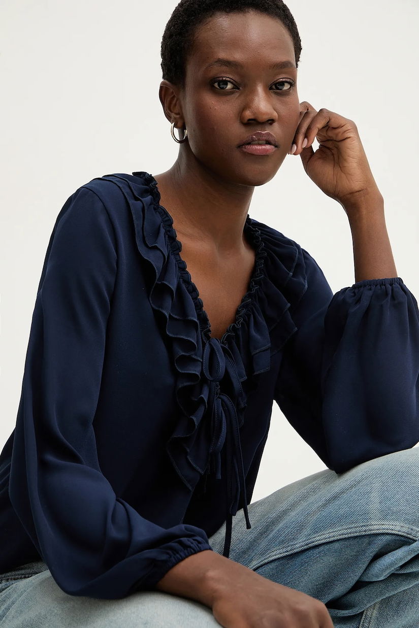 Answear.LAB bluza culoarea albastru marin, neted