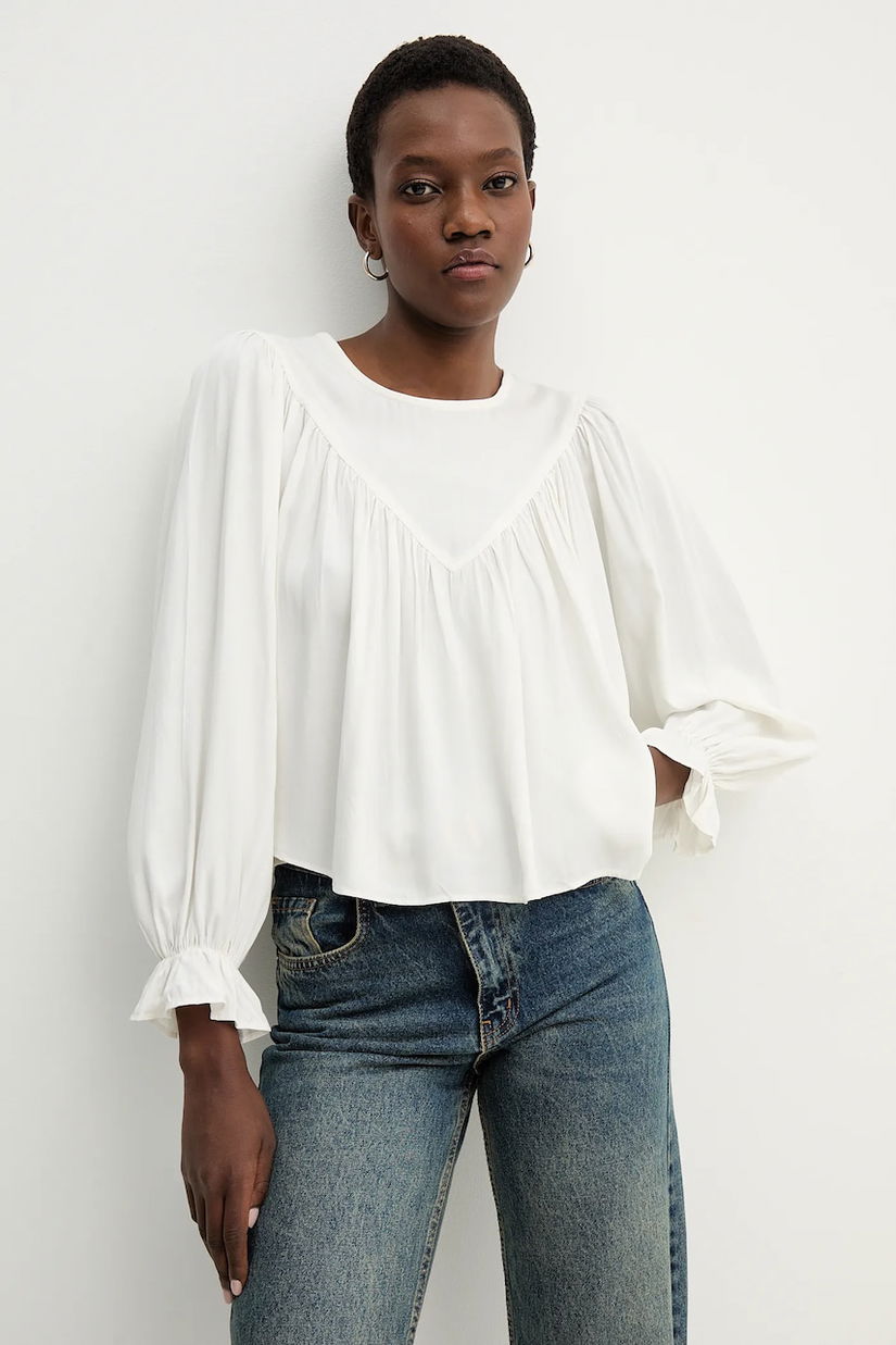 Answear.LAB bluza culoarea alb, neted