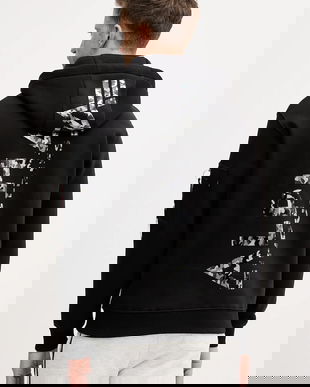 Alpha Industries bluză Backprint Hoodie Mirror Camo culoarea negru, cu glugă, cu imprimeu, 178318MC