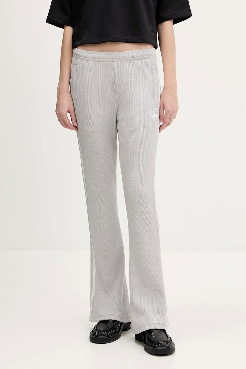adidas Originals pantaloni de trening Waffle culoarea gri, cu imprimeu, KR7655