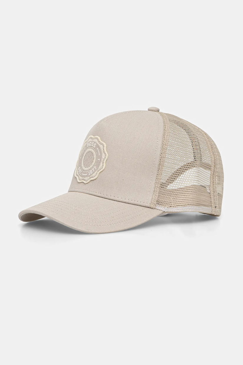 BOSS Orange șapcă de baseball din bumbac Elliot-Varsity culoarea gri, 50555539