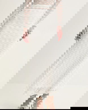 Bardot fusta ADONI culoarea alb, maxi, evazati, 59740SB