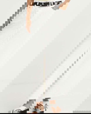 G-Star fustă din denim culoarea bej, maxi, dreaptă, D24385-D551