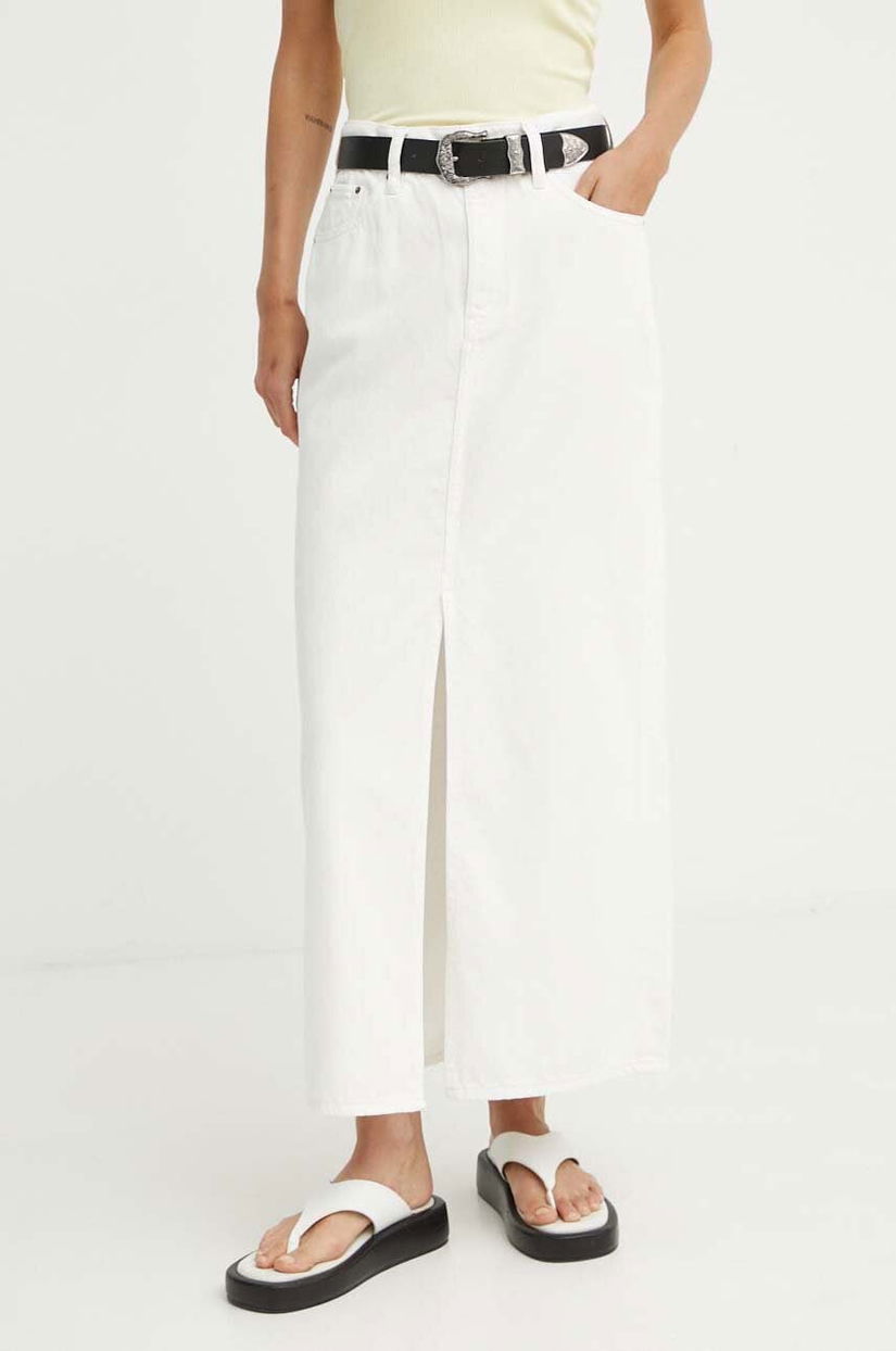 G-Star fustă din denim culoarea bej, maxi, dreaptă, D24385-D551