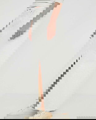 Levi's fusta jeans culoarea alb, maxi, drept