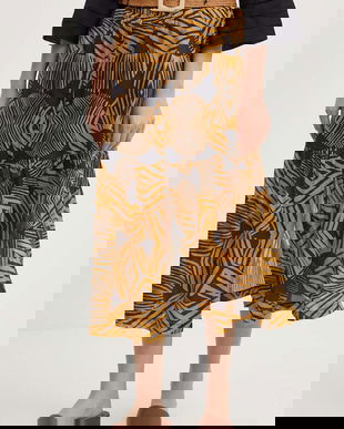 La Petite Française fusta din bumbac JABOT culoarea portocaliu, midi, evazati