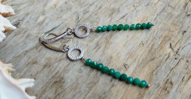 Cercei onix verde, argint rodiat